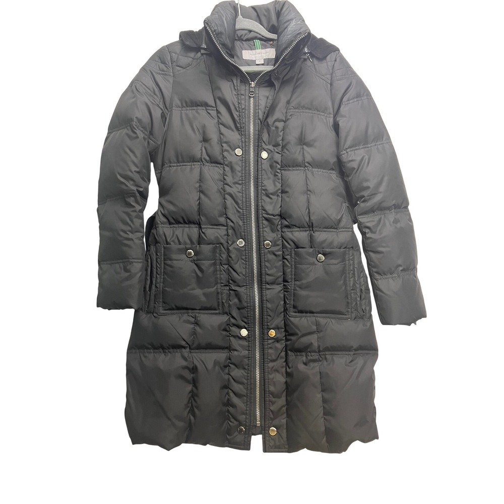 Marc New York Andrew Womens Black Puffer Coat Belted Hooded Parka MW2AD438‎ S